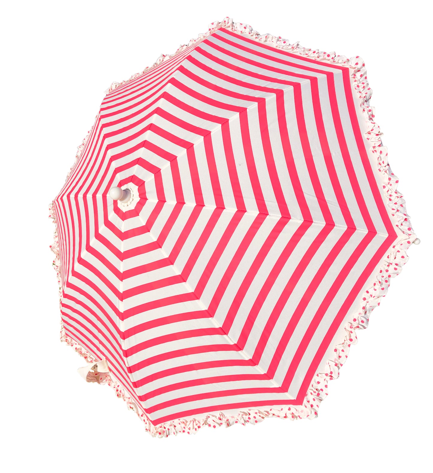 Strong Lisbeth Dahl Umbrella for Girl | Pink Stripes and Polka Dots Ruffles | Designer Accessory for Rain and Sun