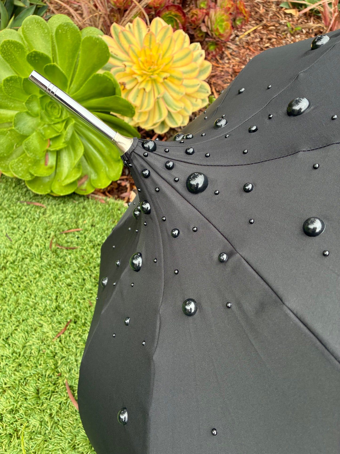 Margot Black Pearls and Ruffles Umbrella | Lisbeth Dahl European Pagoda