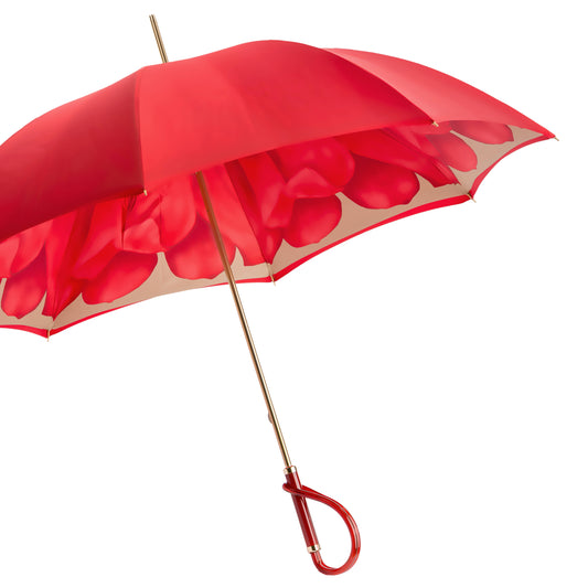 Pasotti Red Dahlia Umbrella | Double Canopy | Italian Handmade | Free Shipping