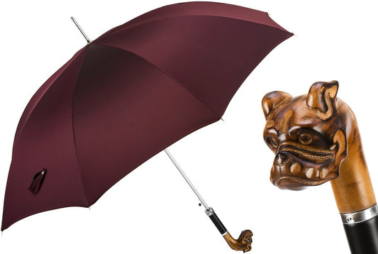 Hand Carved Bulldog Umbrella | Made in Italy | Free Shipping