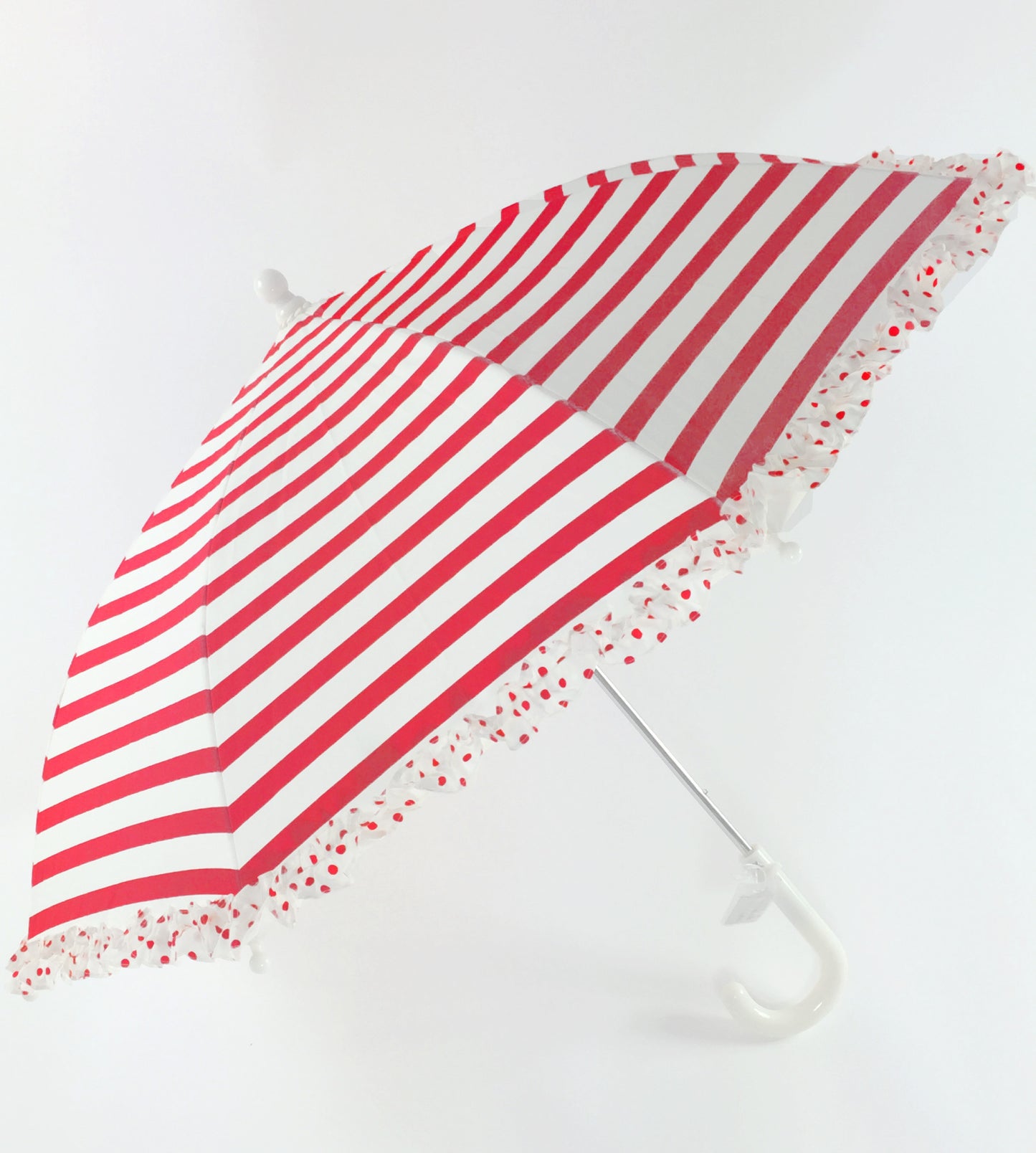 Strong Lisbeth Dahl Umbrella for Girl | Pink Stripes and Polka Dots Ruffles | Designer Accessory for Rain and Sun