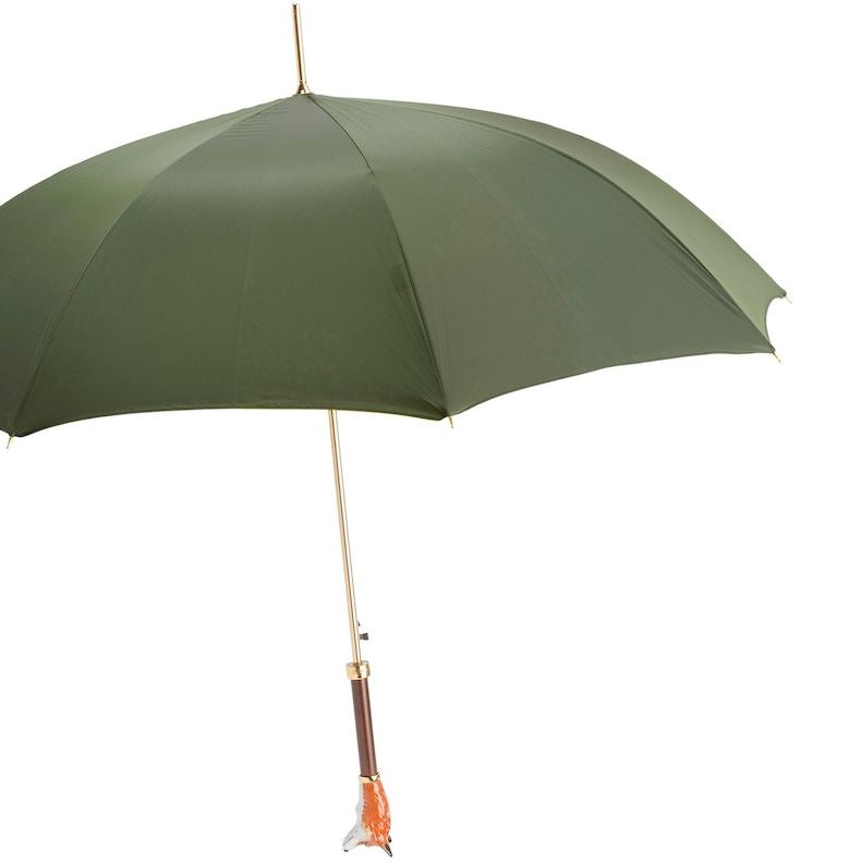 Pasotti Fox Umbrella | Handmade in Italy | Enameled Handle | Free Shipping