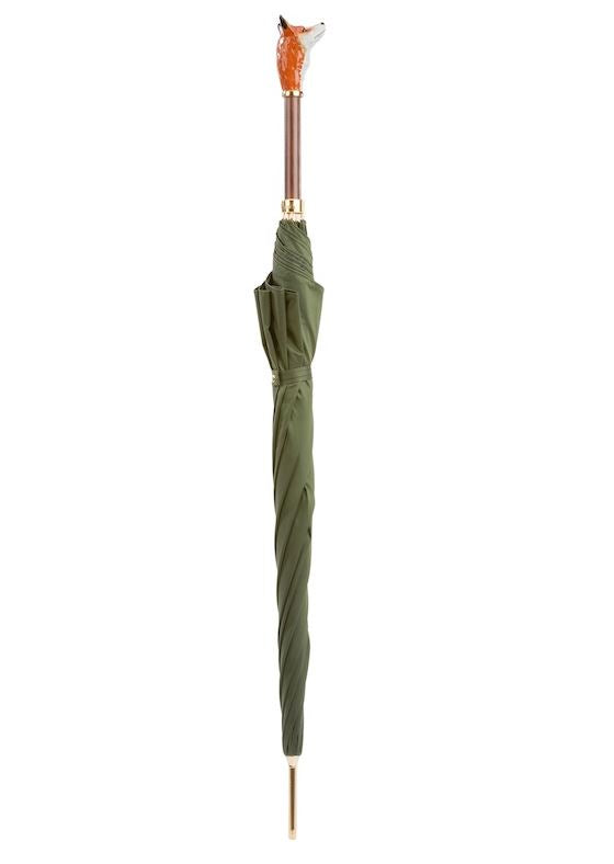 Pasotti Fox Umbrella | Handmade in Italy | Enameled Handle | Free Shipping