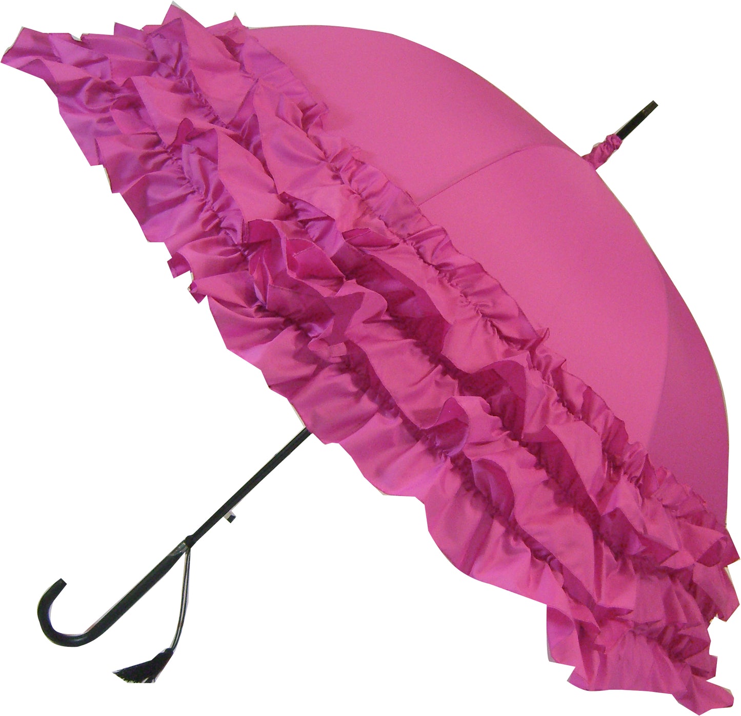 Frilly Pink Umbrella | Large Dome 3 Row Pink Ruffles