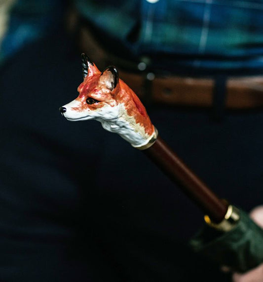 Pasotti Fox Umbrella | Handmade in Italy | Enameled Handle | Free Shipping