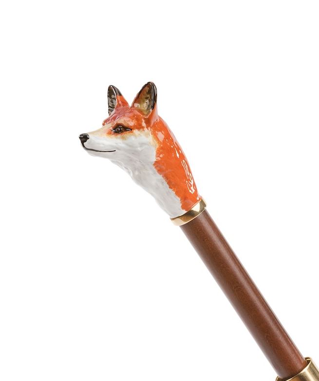 Pasotti Fox Umbrella | Handmade in Italy | Enameled Handle | Free Shipping