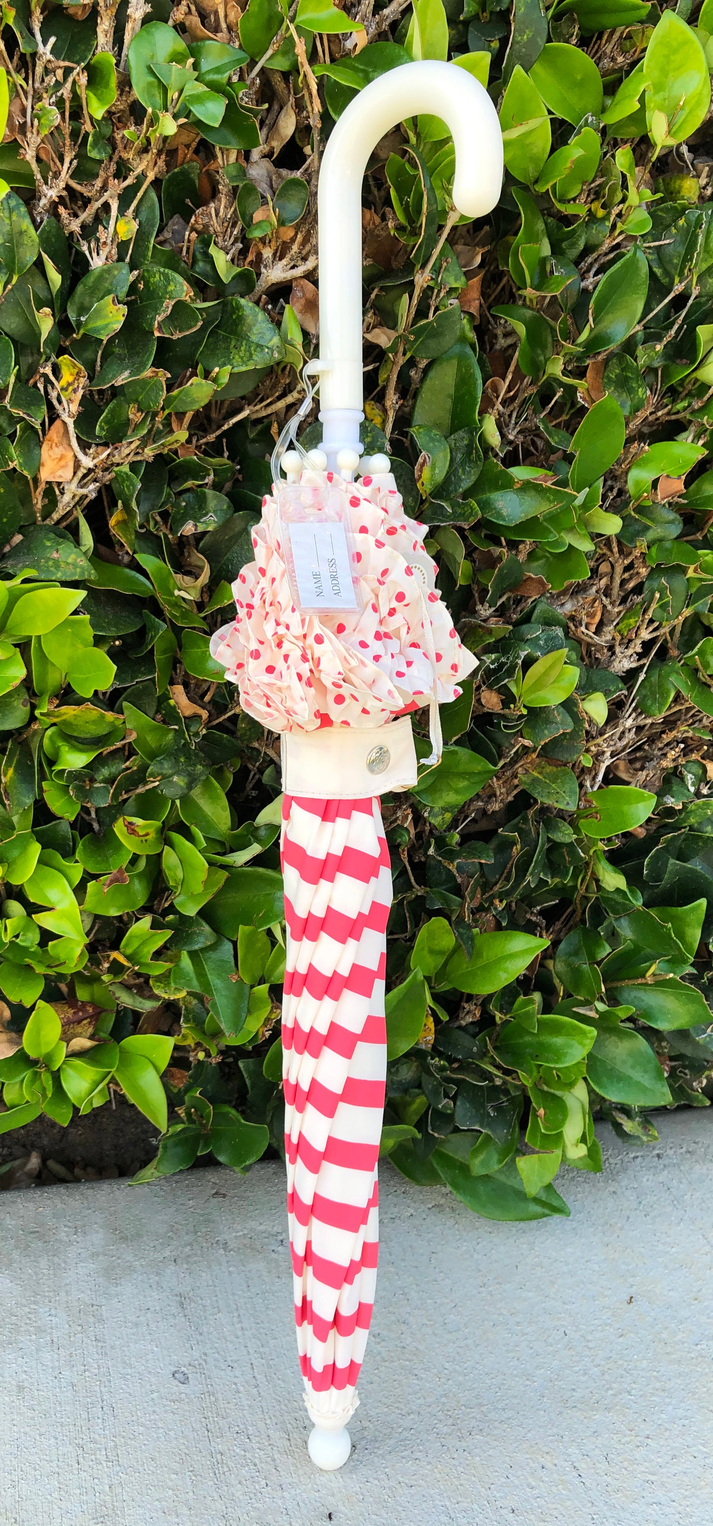 Strong Lisbeth Dahl Umbrella for Girl | Pink Stripes and Polka Dots Ruffles | Designer Accessory for Rain and Sun
