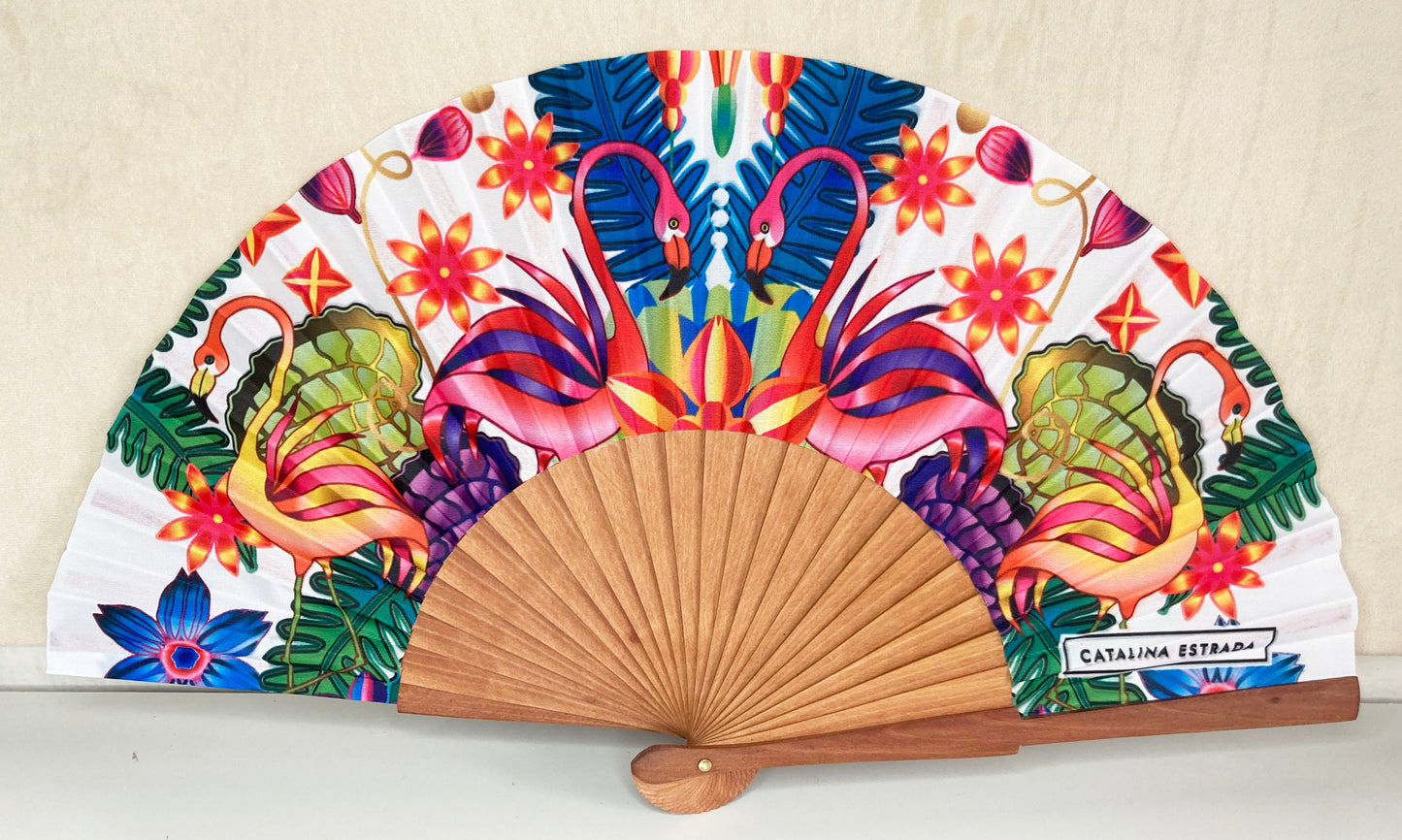 Flamingo Reverie Hand Fan | Catalina Estrada collection | Made in Spain