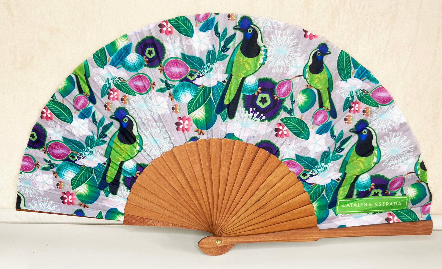 Birds in Paradise Hand Fan | Inca Jay Birds | Made in Spain