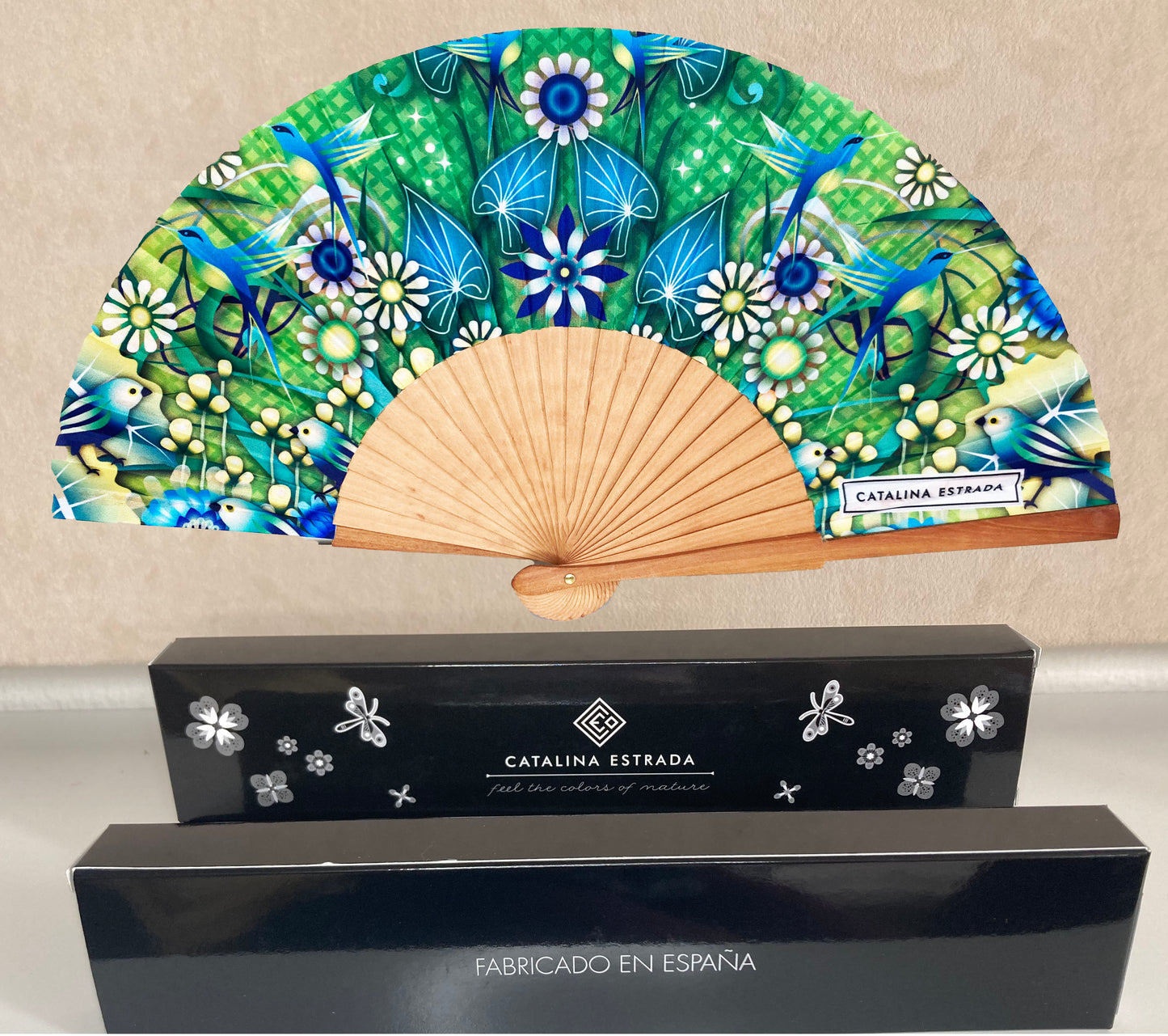 Birds and Blossoms Hand Fan | Made in Spain | Catalina Estrada Collection