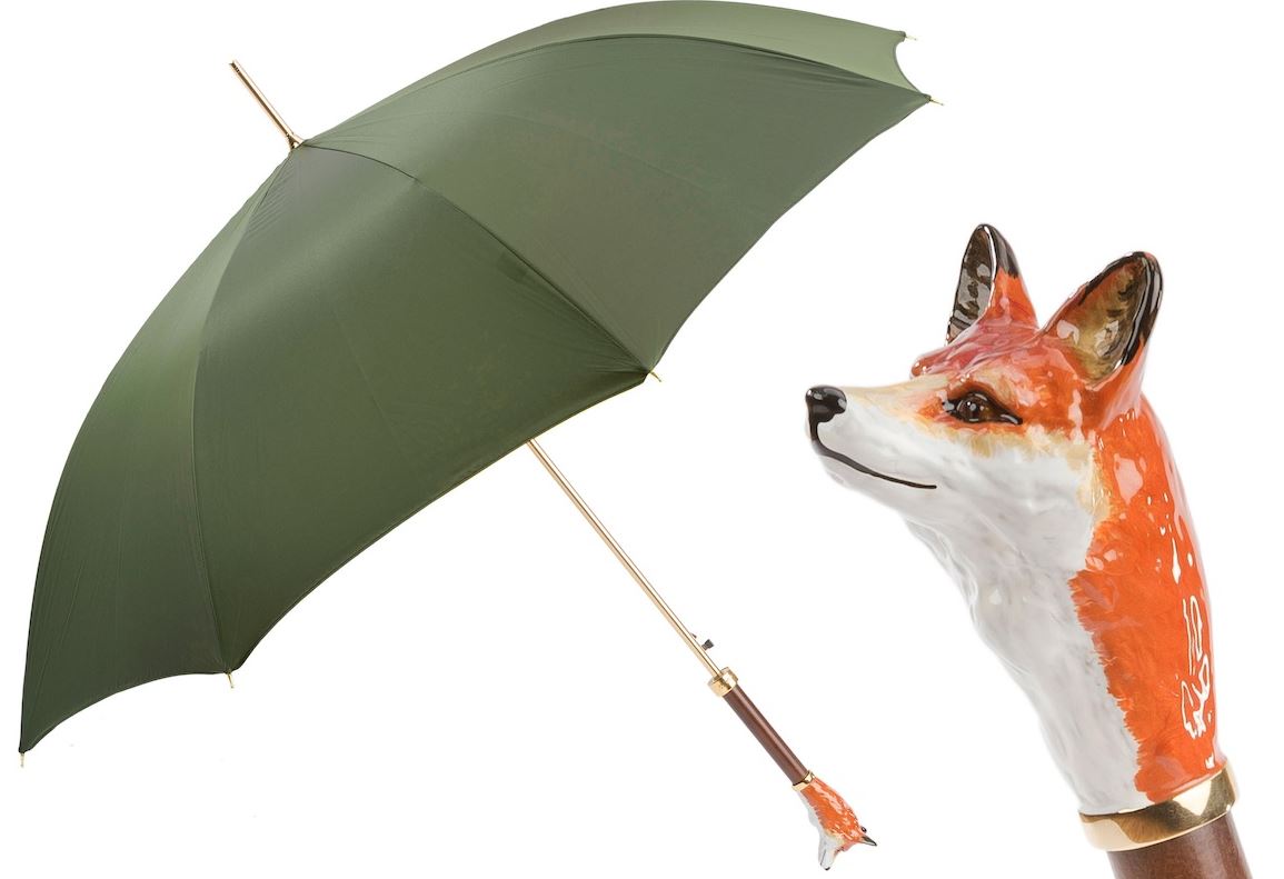 Pasotti Fox Umbrella | Handmade in Italy | Enameled Handle | Free Shipping