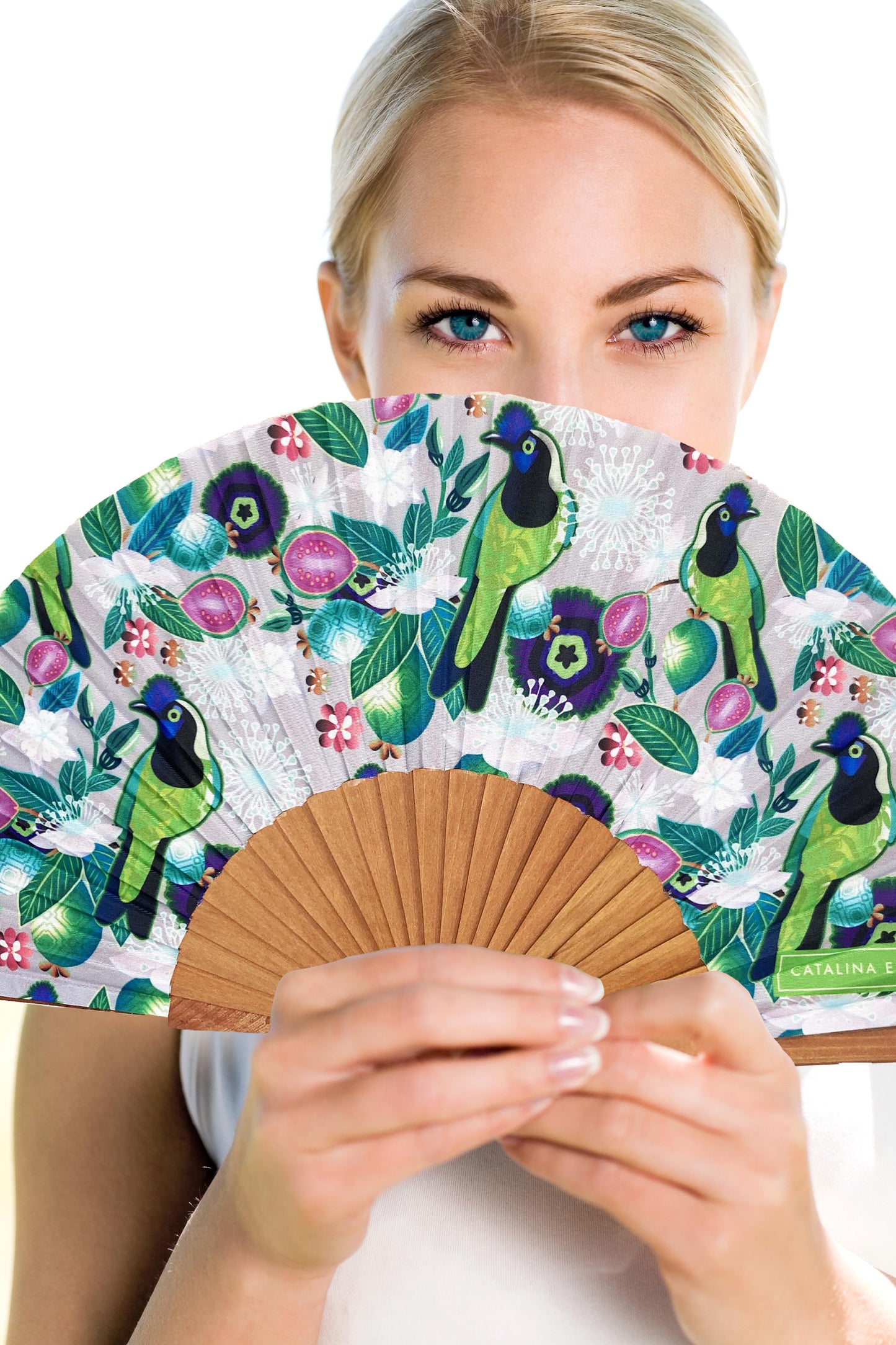 Birds in Paradise Hand Fan | Inca Jay Birds | Made in Spain
