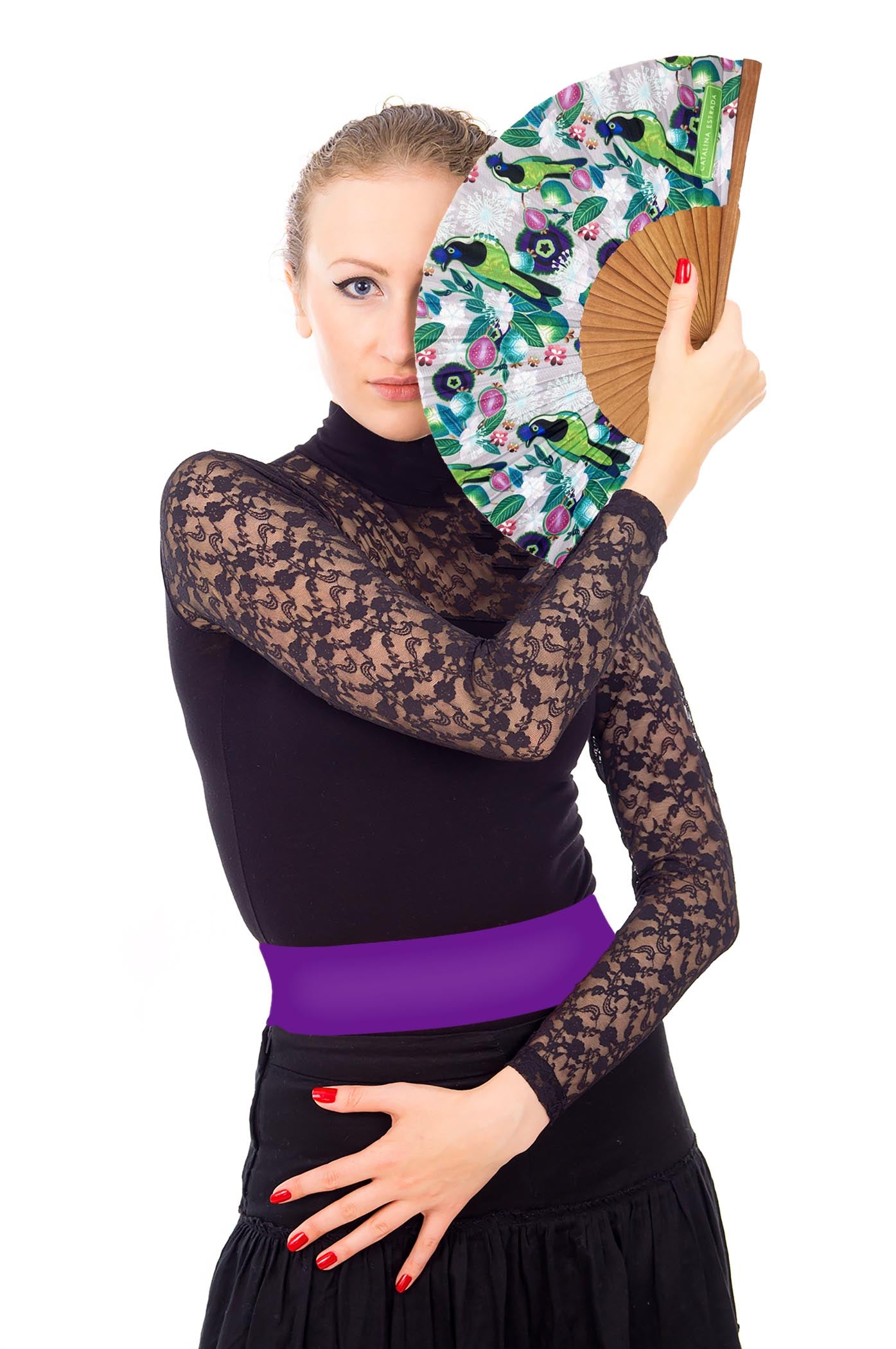 Birds in Paradise Hand Fan | Inca Jay Birds | Made in Spain