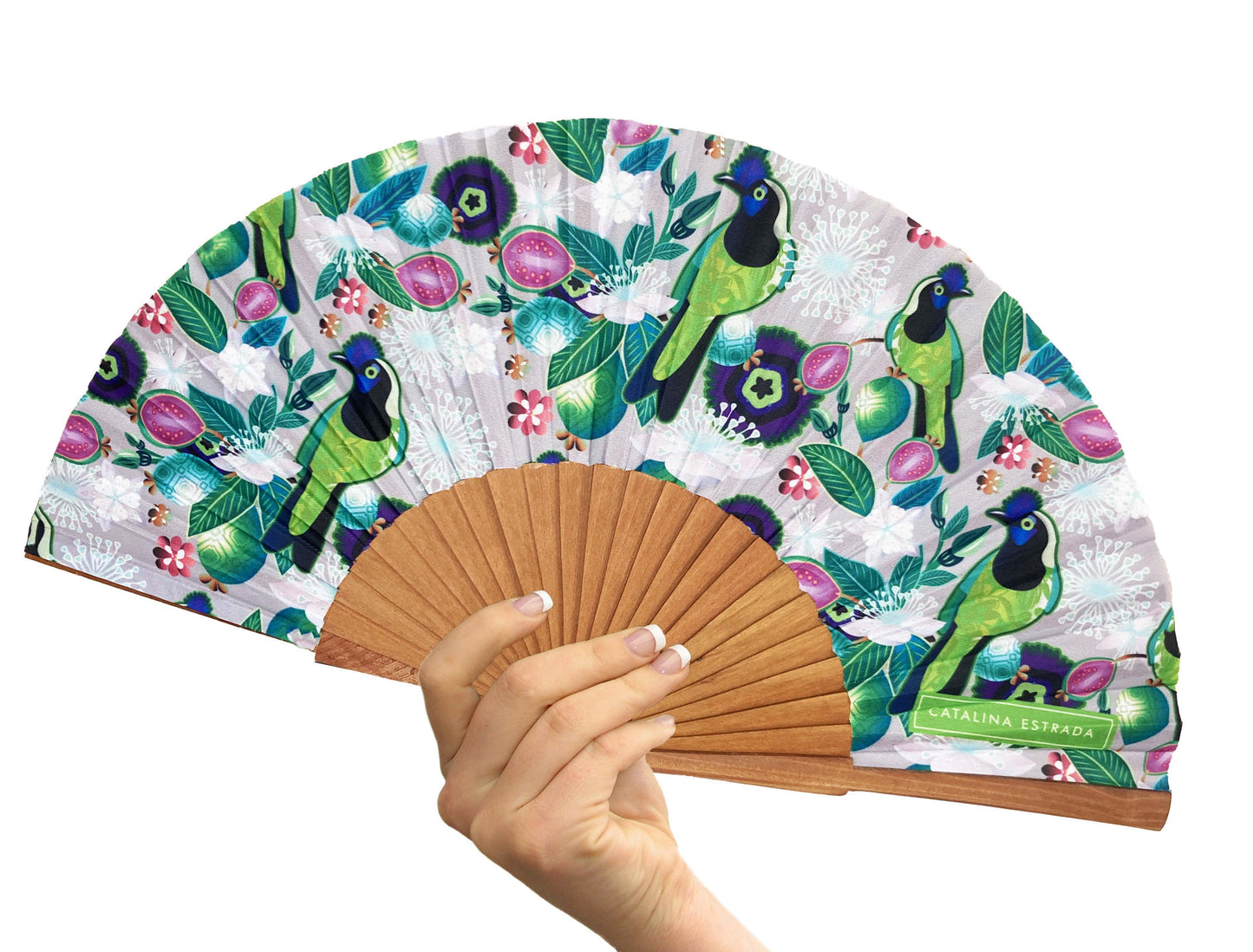 Birds in Paradise Hand Fan | Inca Jay Birds | Made in Spain
