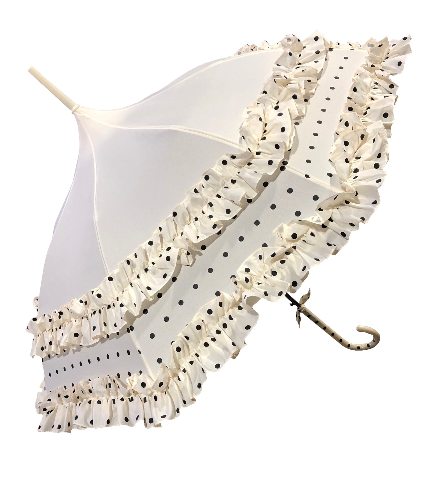 Polka Dots and Frill Umbrella | Pagoda Shaped Canopy | One Year Warranty