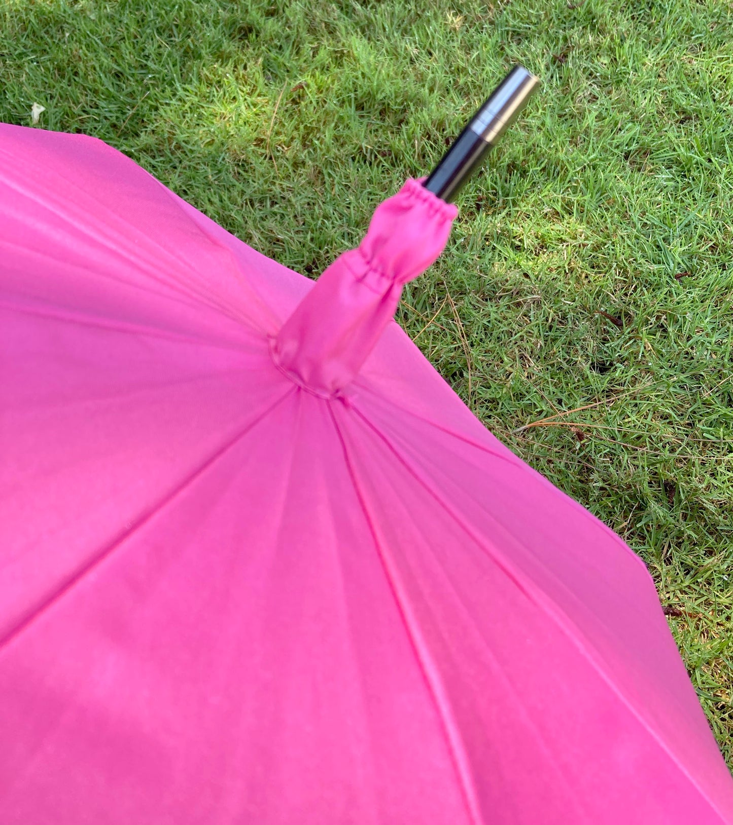 Frilly Pink Umbrella | Large Dome 3 Row Pink Ruffles