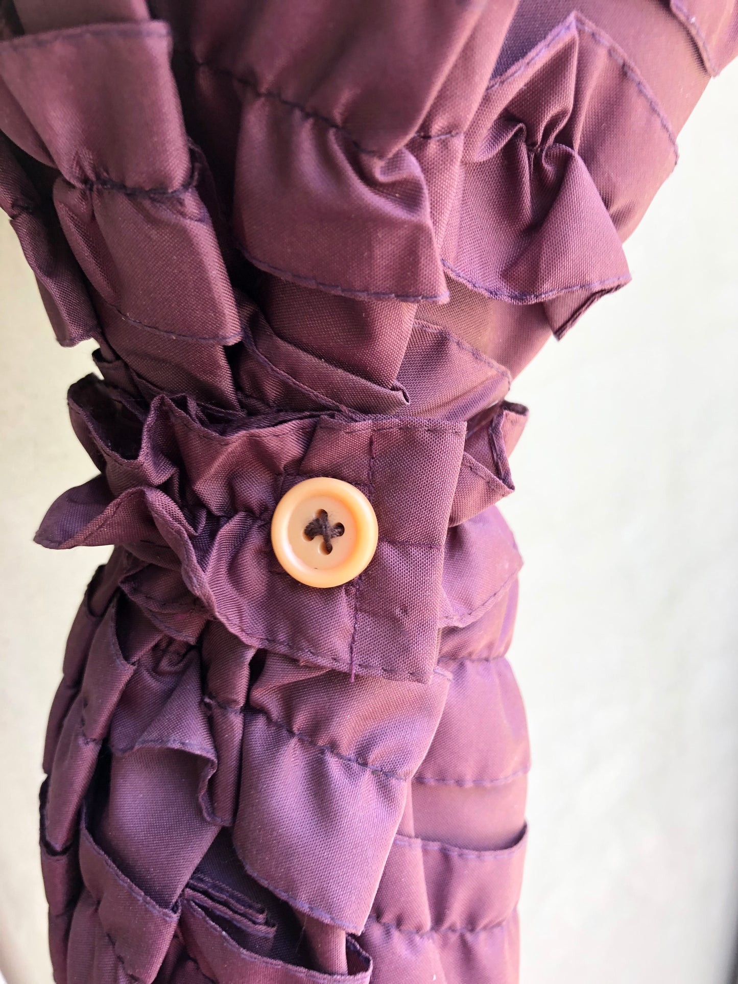 Full Frill Plum Umbrella | Faux Bamboo Handle | Large Canopy