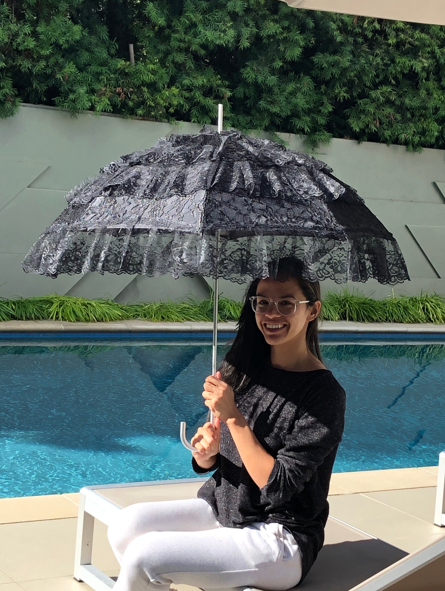 French Lace Sun Parasol | Extra Light Aluminum Frame | Full Coverage