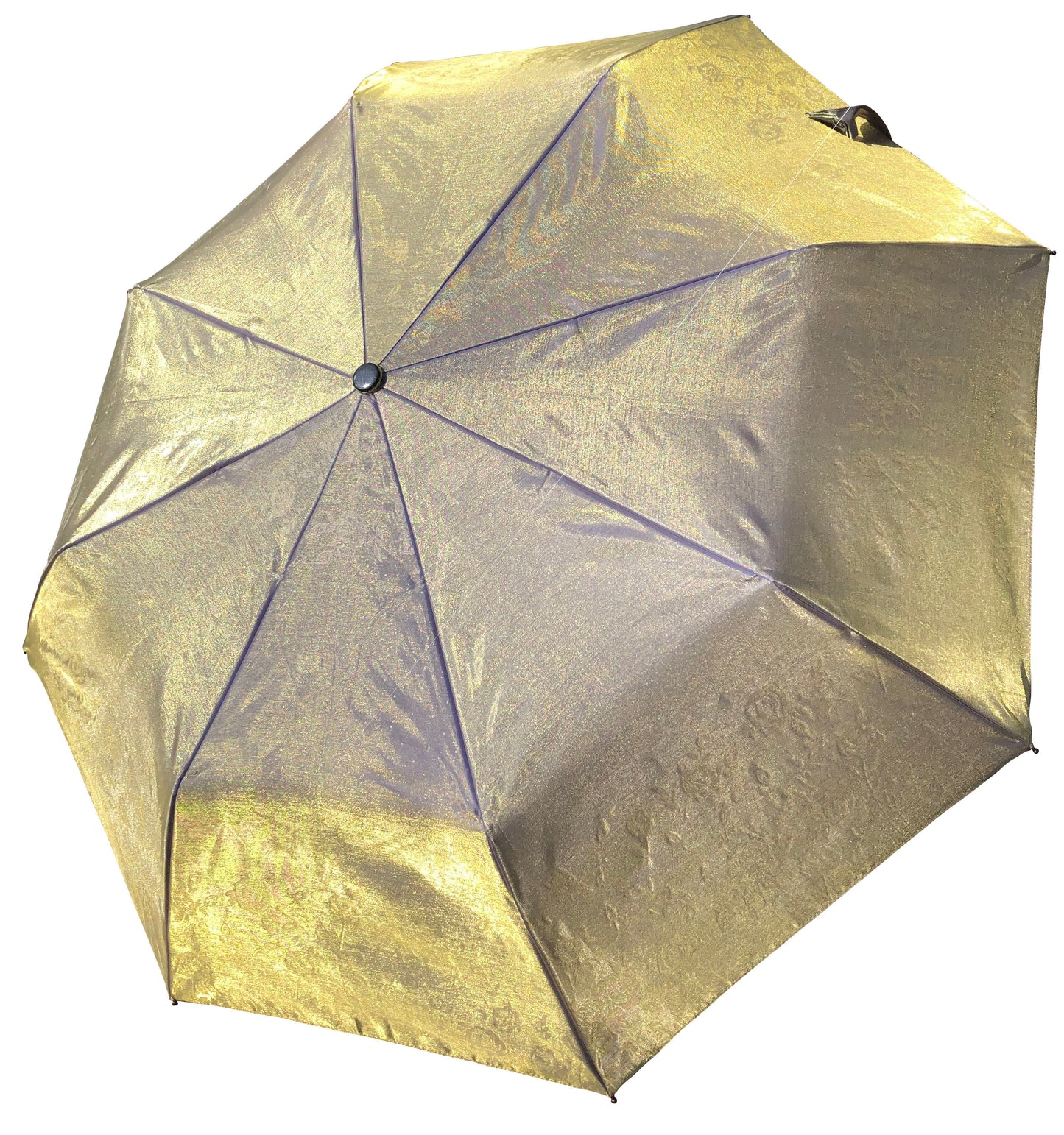 Folding Lavender/ Yellow Iridescent Umbrella | Automatic Opening | 12 Inches long When Folded