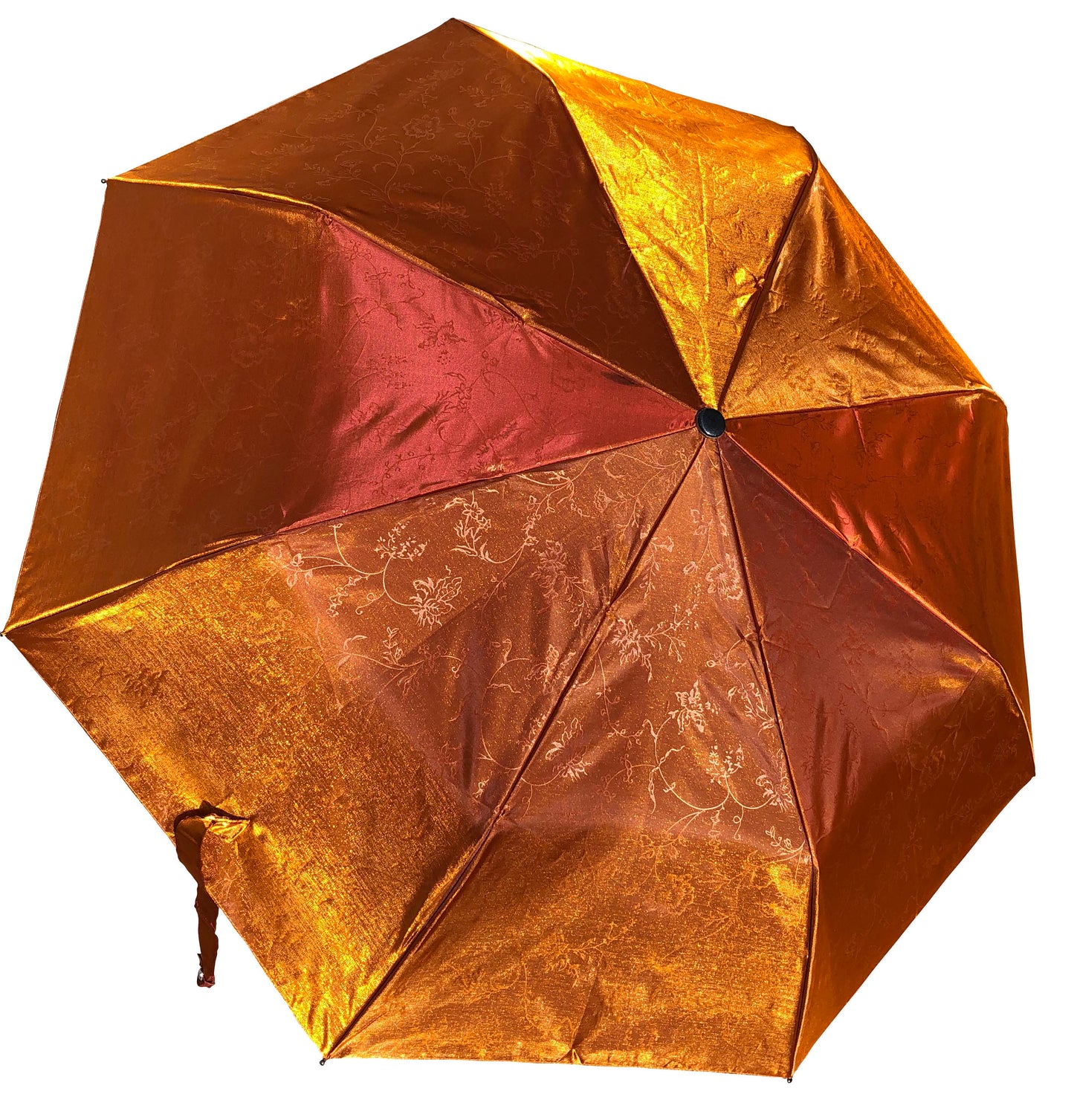 Iridescent Copper Umbrella | Folding Style | Metallic-Like Fiery Canopy