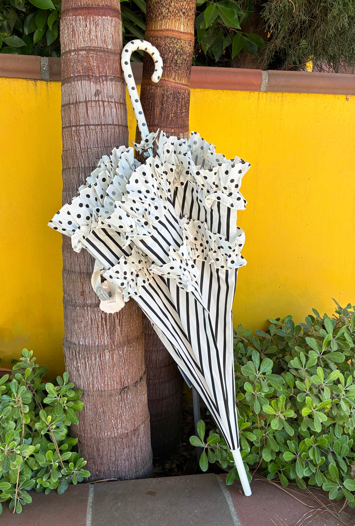 Frilly Stripes And Polka Dots Umbrella | Parasol- Waterproof