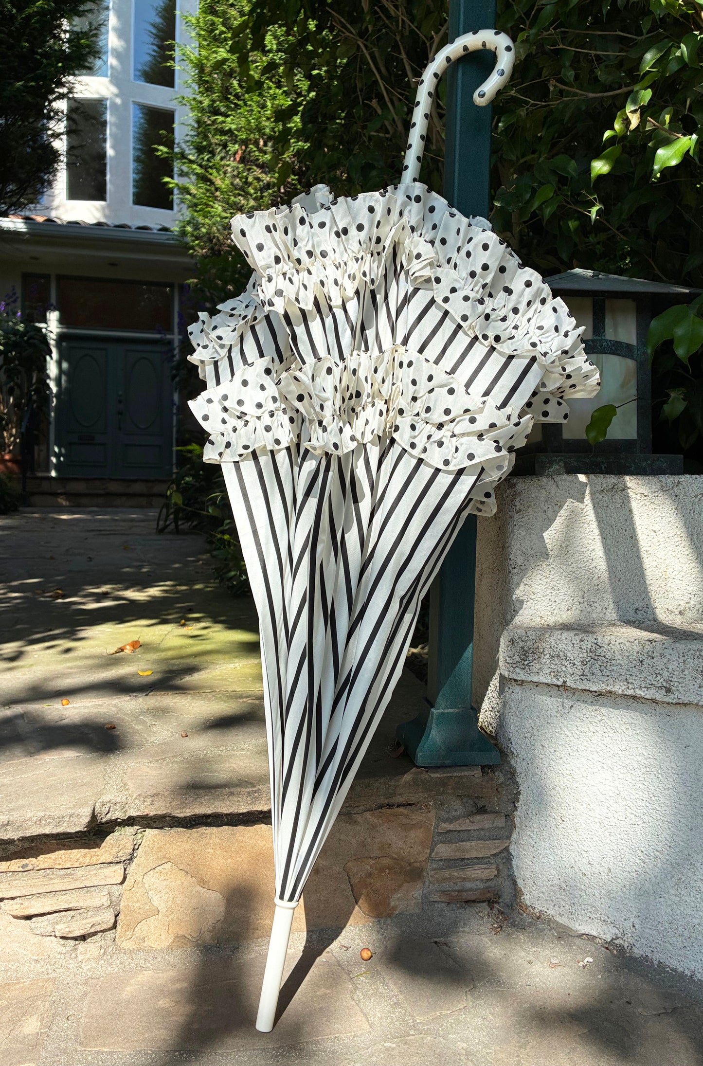 Frilly Stripes And Polka Dots Umbrella | Parasol- Waterproof