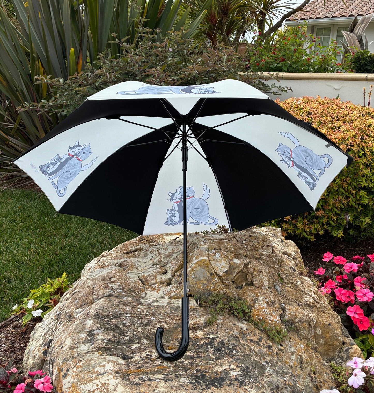 Paris Cat Stroll | French Handmade Umbrella | Auto Open | Free Shipping