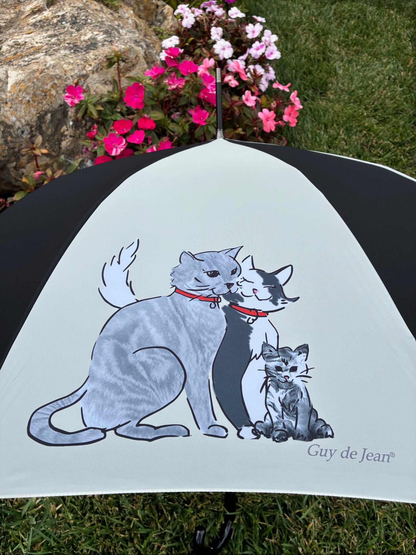 Paris Cat Stroll | French Handmade Umbrella | Auto Open | Free Shipping