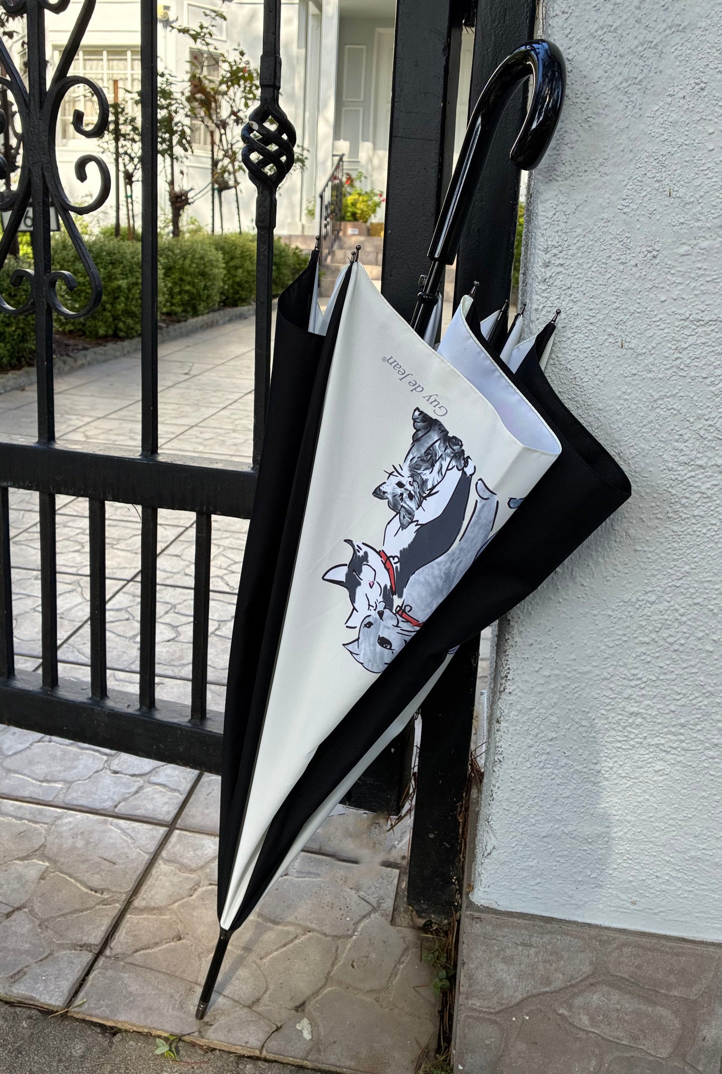 Paris Cat Stroll | French Handmade Umbrella | Auto Open | Free Shipping