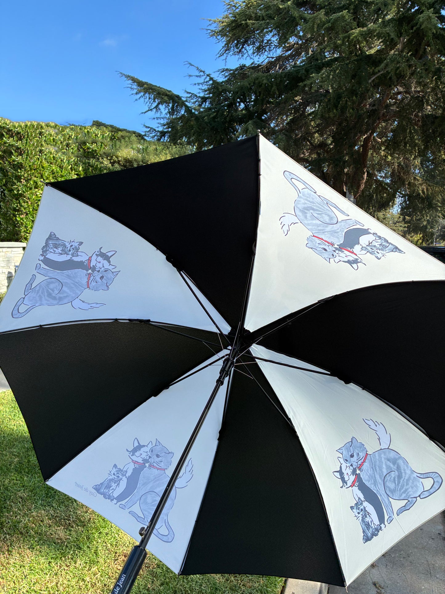 Paris Cat Stroll | French Handmade Umbrella | Auto Open | Free Shipping
