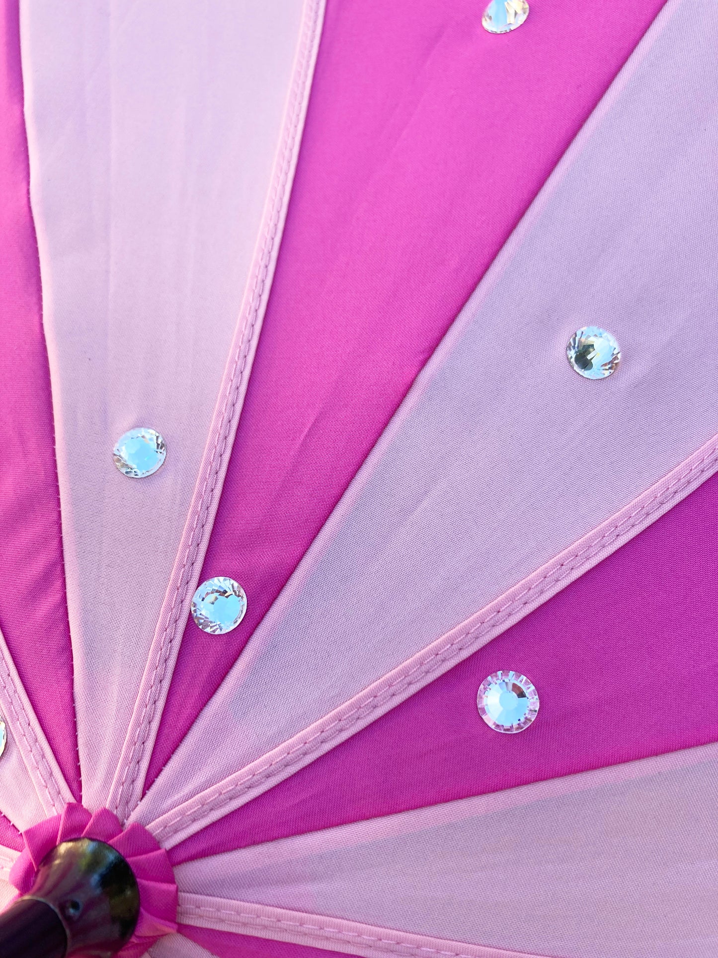 Pink Swirl Umbrella With Large Clear Rhinestones | Handmade for Rain and Sun protection