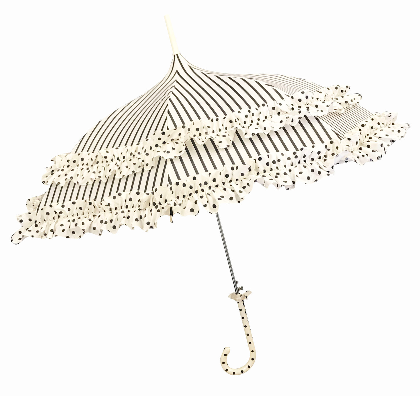 Frilly Stripes And Polka Dots Umbrella | Parasol- Waterproof