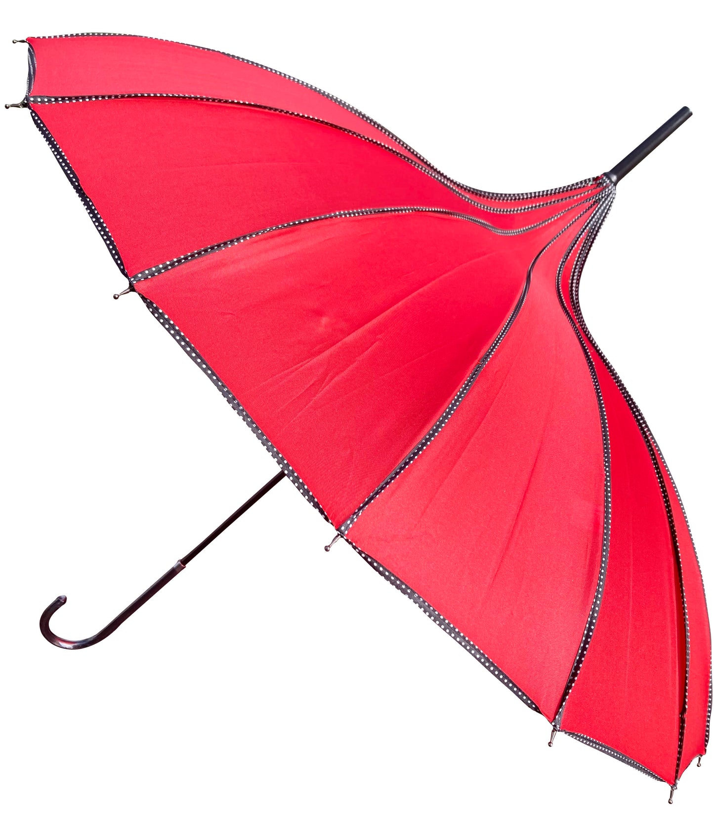 Scarlett Red Pagoda Classic Umbrella | Polka Dots Dividers | 16 Ribs