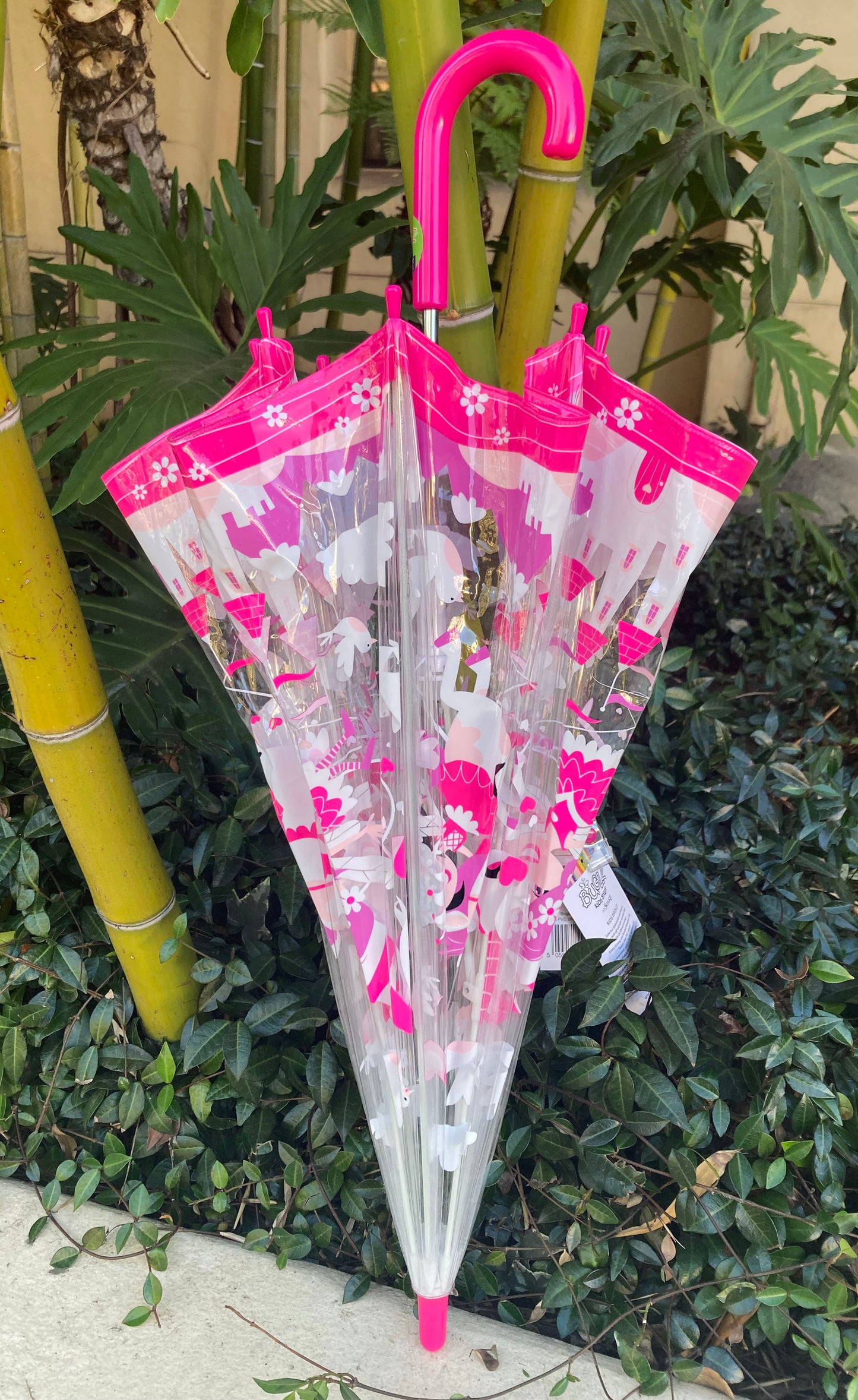 Bugzz® Clear Unicorn and Fairies Umbrella | Girl Pink Bubble Rain Accessory | Flexible Fiberglass Ribs