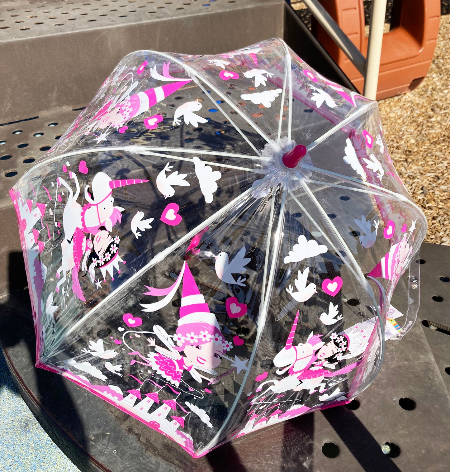 Bugzz® Clear Unicorn and Fairies Umbrella | Girl Pink Bubble Rain Accessory | Flexible Fiberglass Ribs