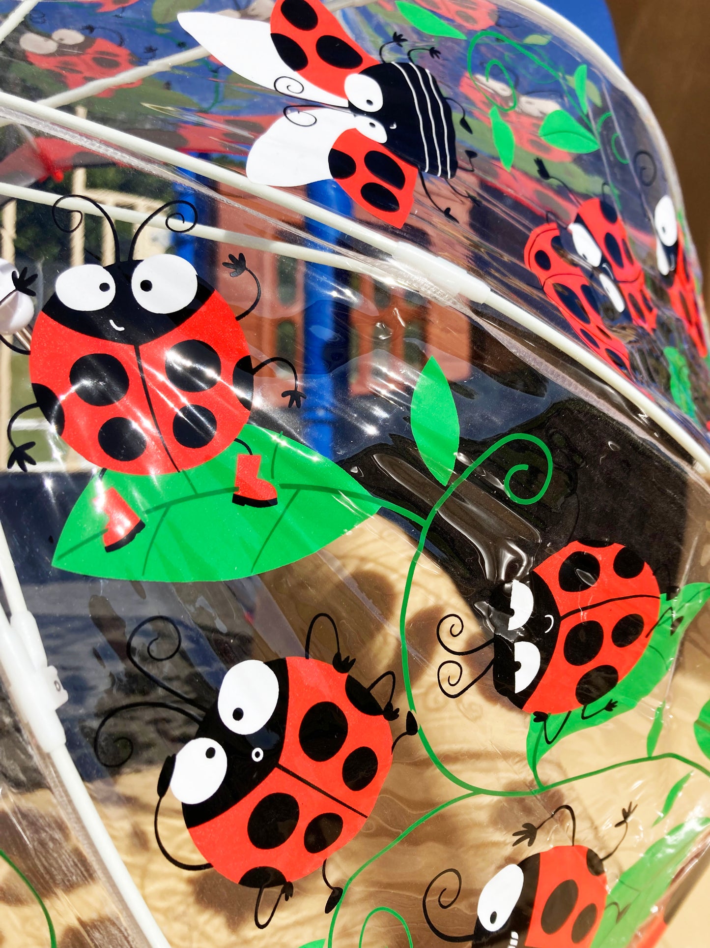 Playful Ladybug Clear Children Umbrella by Bugzz® | Flexible Ribs and Safe Tips | Easy opening and Closing System