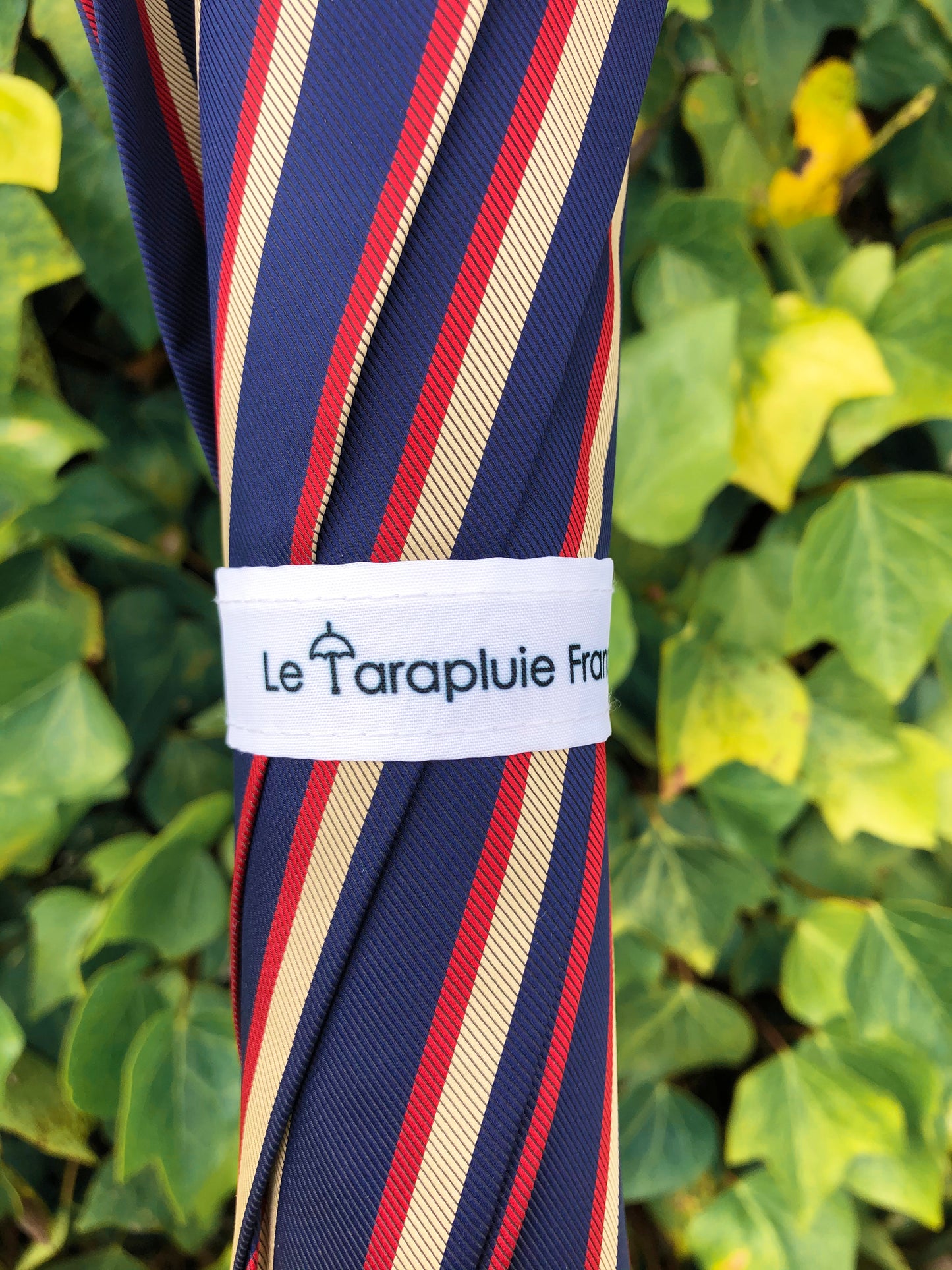 Man Stripes Umbrella Hazelnut Handle | Everyday Luxury Made in France | Free Shipping