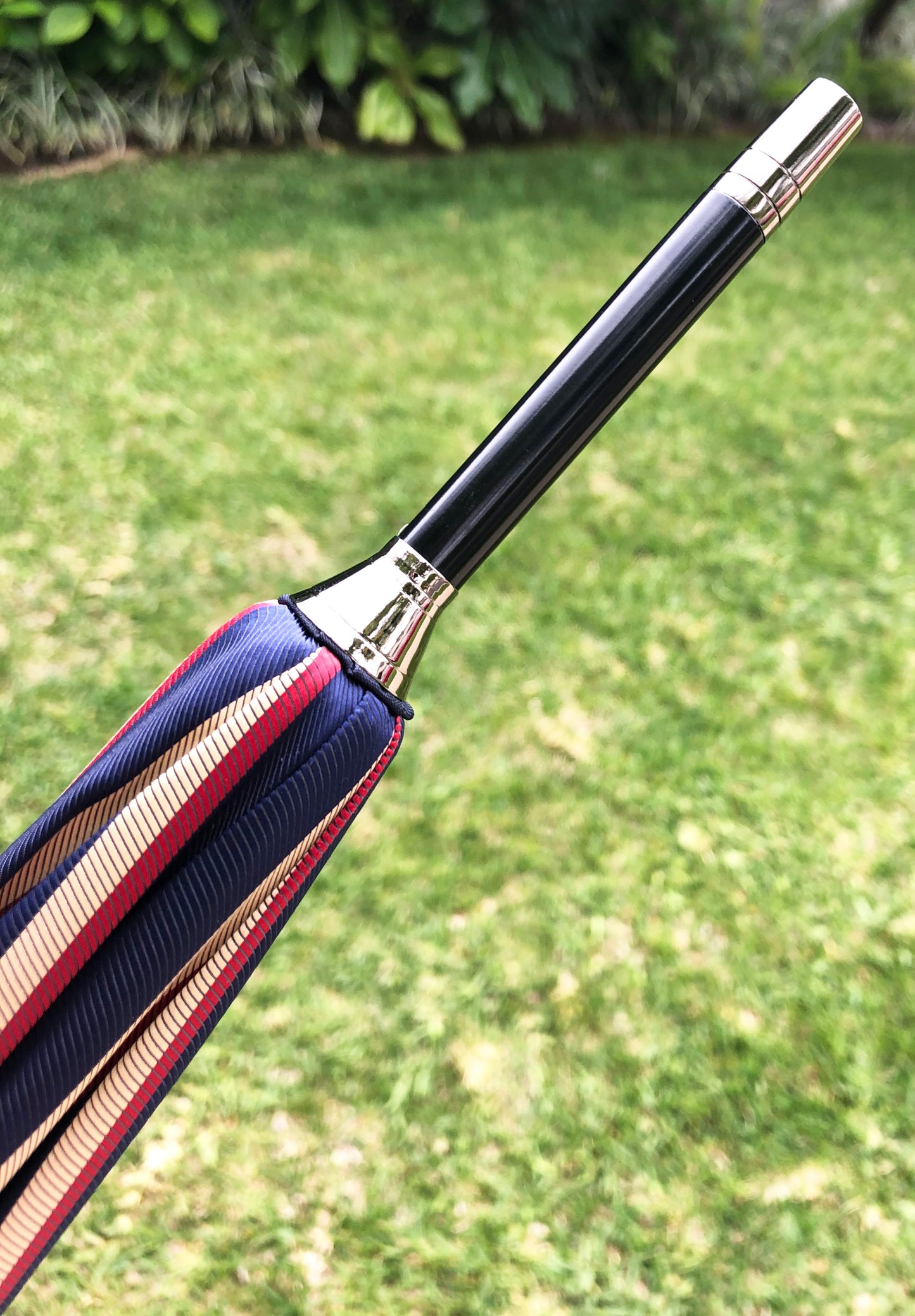 Man Stripes Umbrella Hazelnut Handle | Everyday Luxury Made in France | Free Shipping