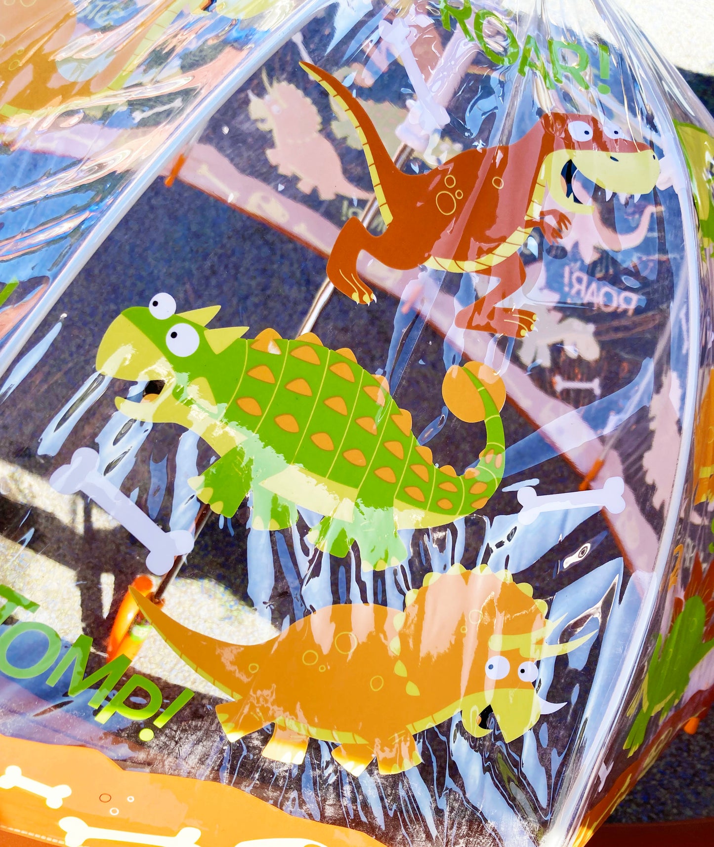 Clear Bubble Dinosaurs Umbrella for Children | Safe Tips | Prehistoric Theme