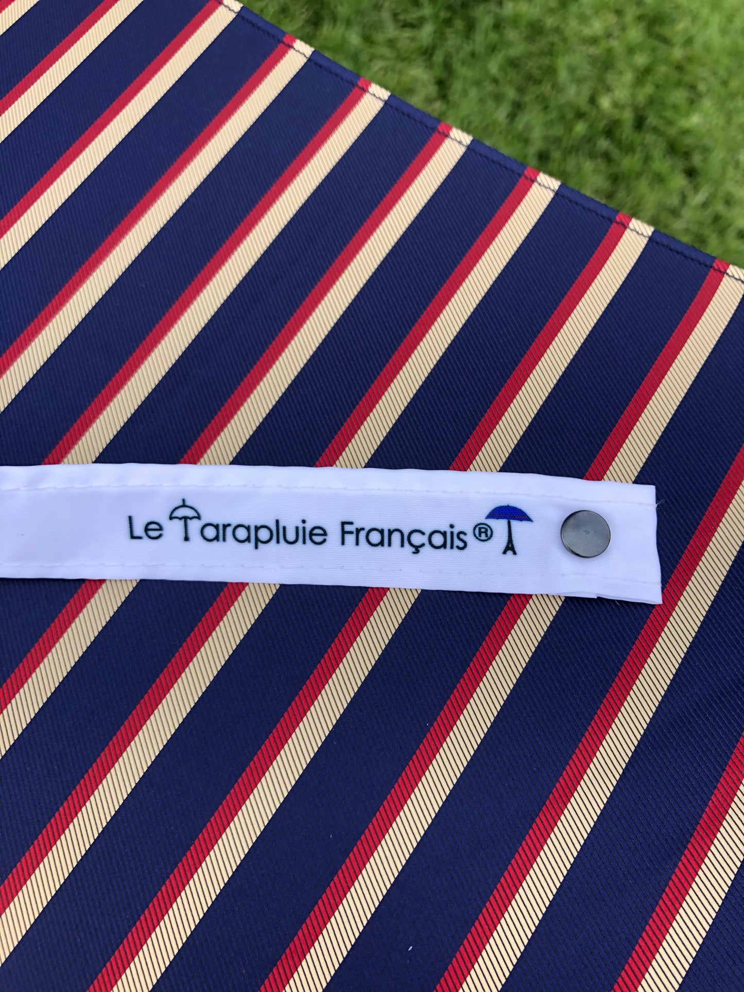 Man Stripes Umbrella Hazelnut Handle | Everyday Luxury Made in France | Free Shipping