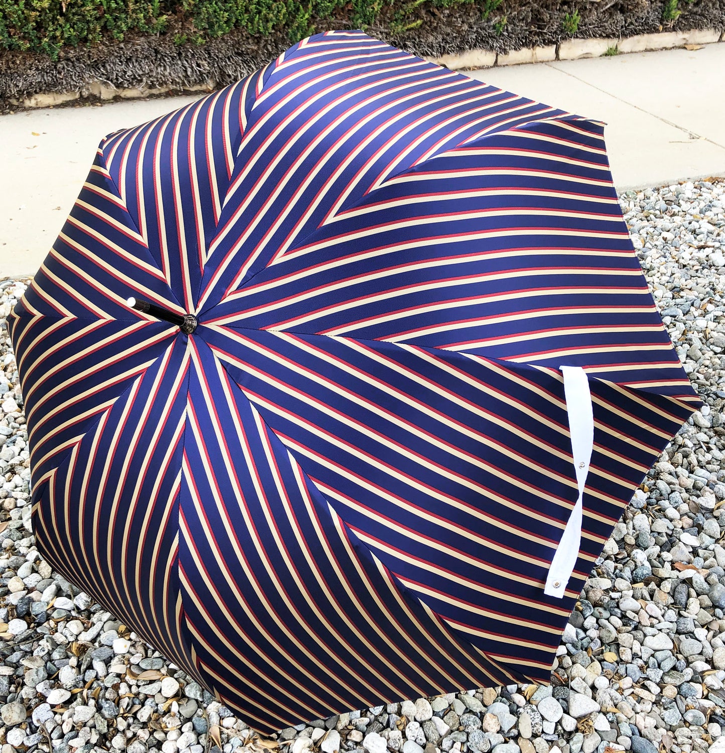 Man Stripes Umbrella Hazelnut Handle | Everyday Luxury Made in France | Free Shipping