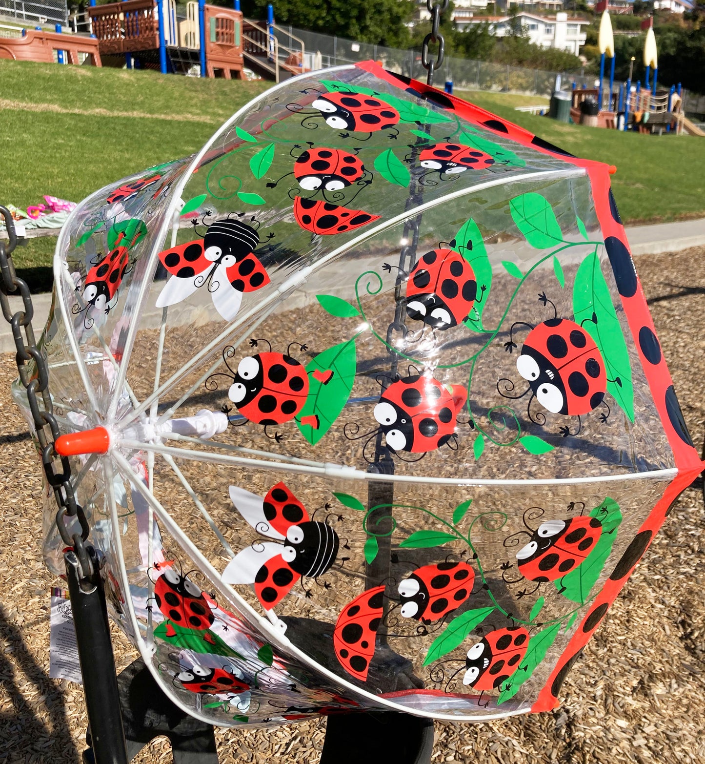 Playful Ladybug Clear Children Umbrella by Bugzz® | Flexible Ribs and Safe Tips | Easy opening and Closing System