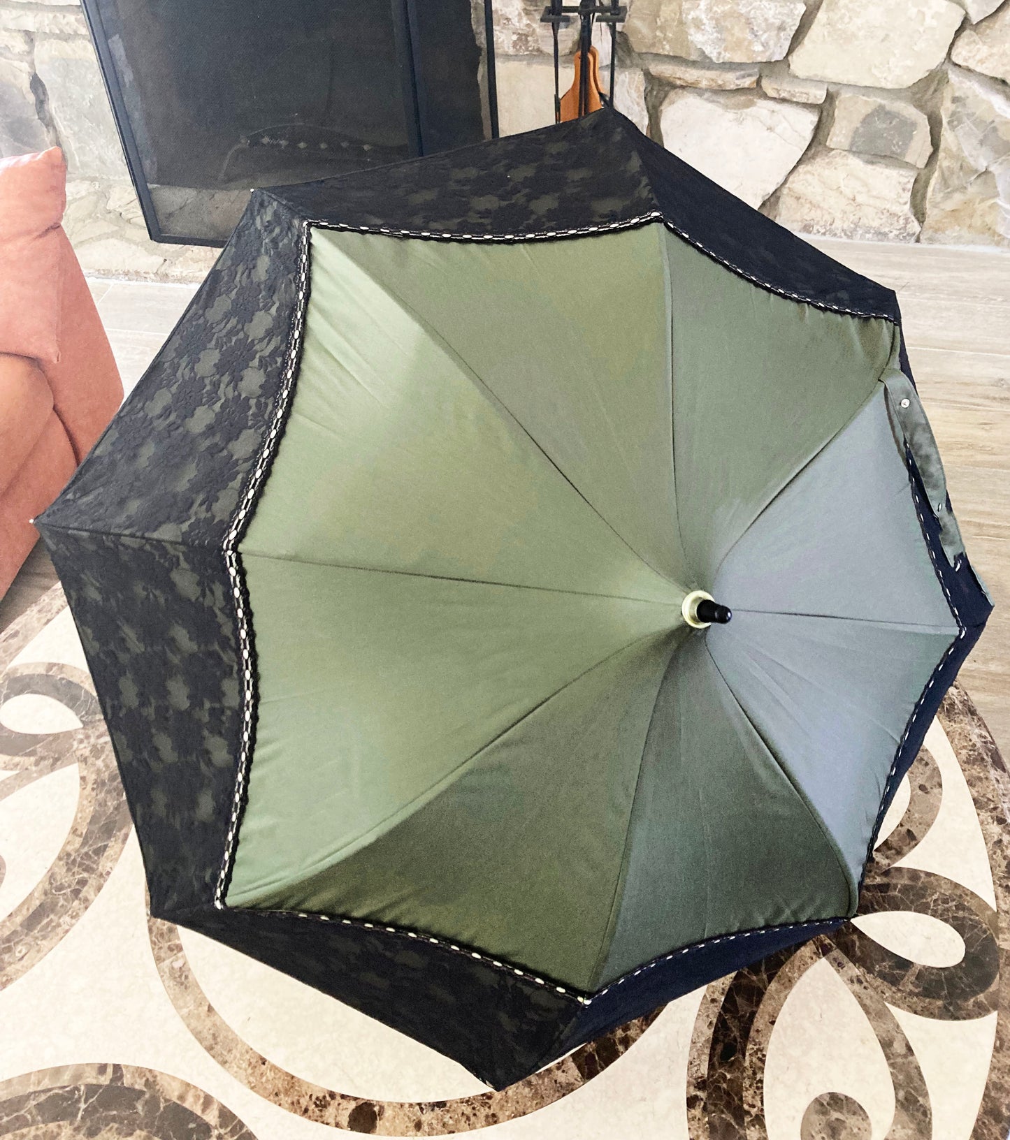 Vestido Promenade verde oliva y encaje negro | Anti-UV Chantal Thomass | Envío gratis