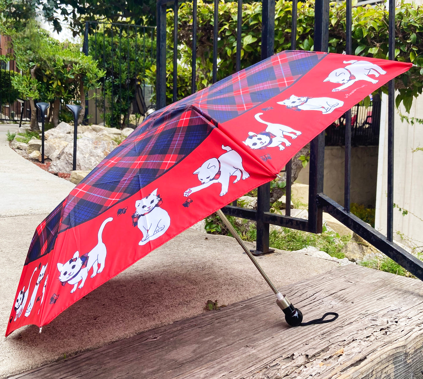 Red Scottish Cats Anti UV Compact Umbrella | Made in France | Free Shipping