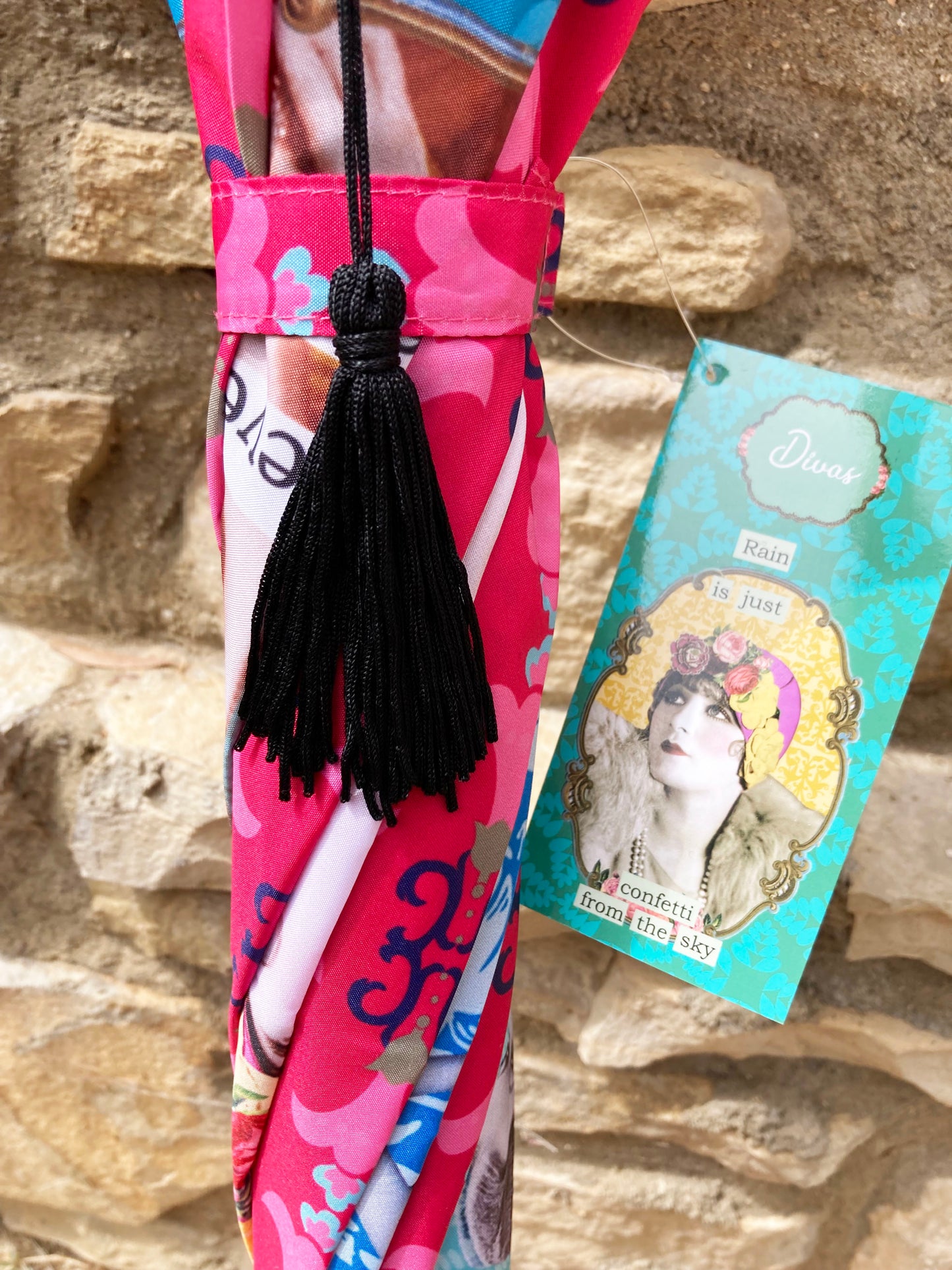 Colección de paraguas Darling Divas | Estilo vintage de los años 20 | "Divas Divas" | Semiautomático | Garantía de un año.