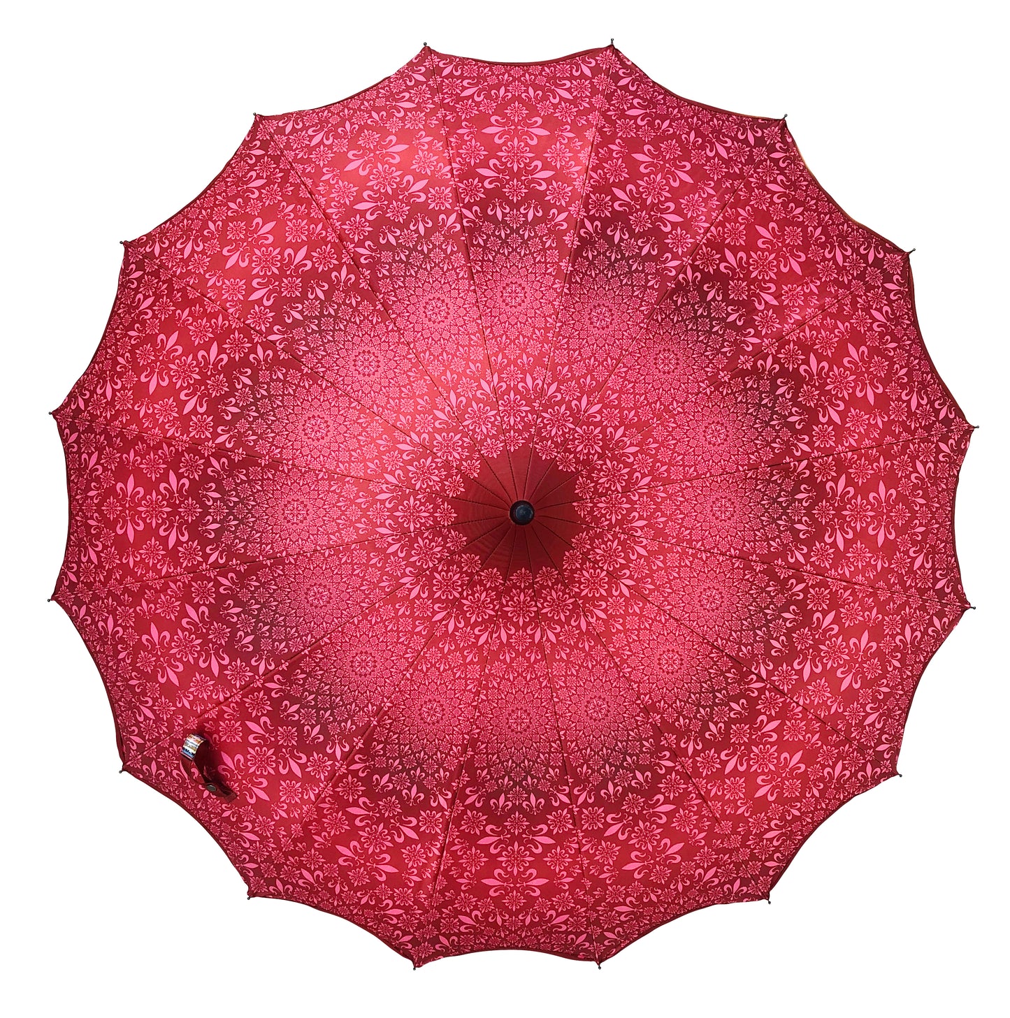 Waterproof + Real Anti-UV Umbrella in Red | Blackout Lining 100% Shade | Pagoda style