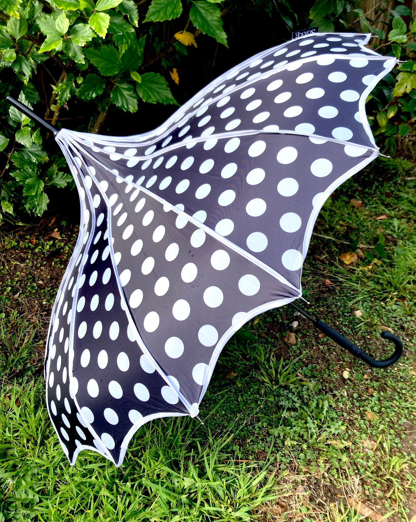 Paraguas Pagoda Lilly Black | Opaco y anti-UV | Lunares Grandes