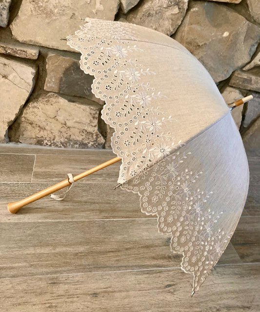 Broderie Anglaise Hemp Umbrella | Waterproof and Anti UV | Free Shipping