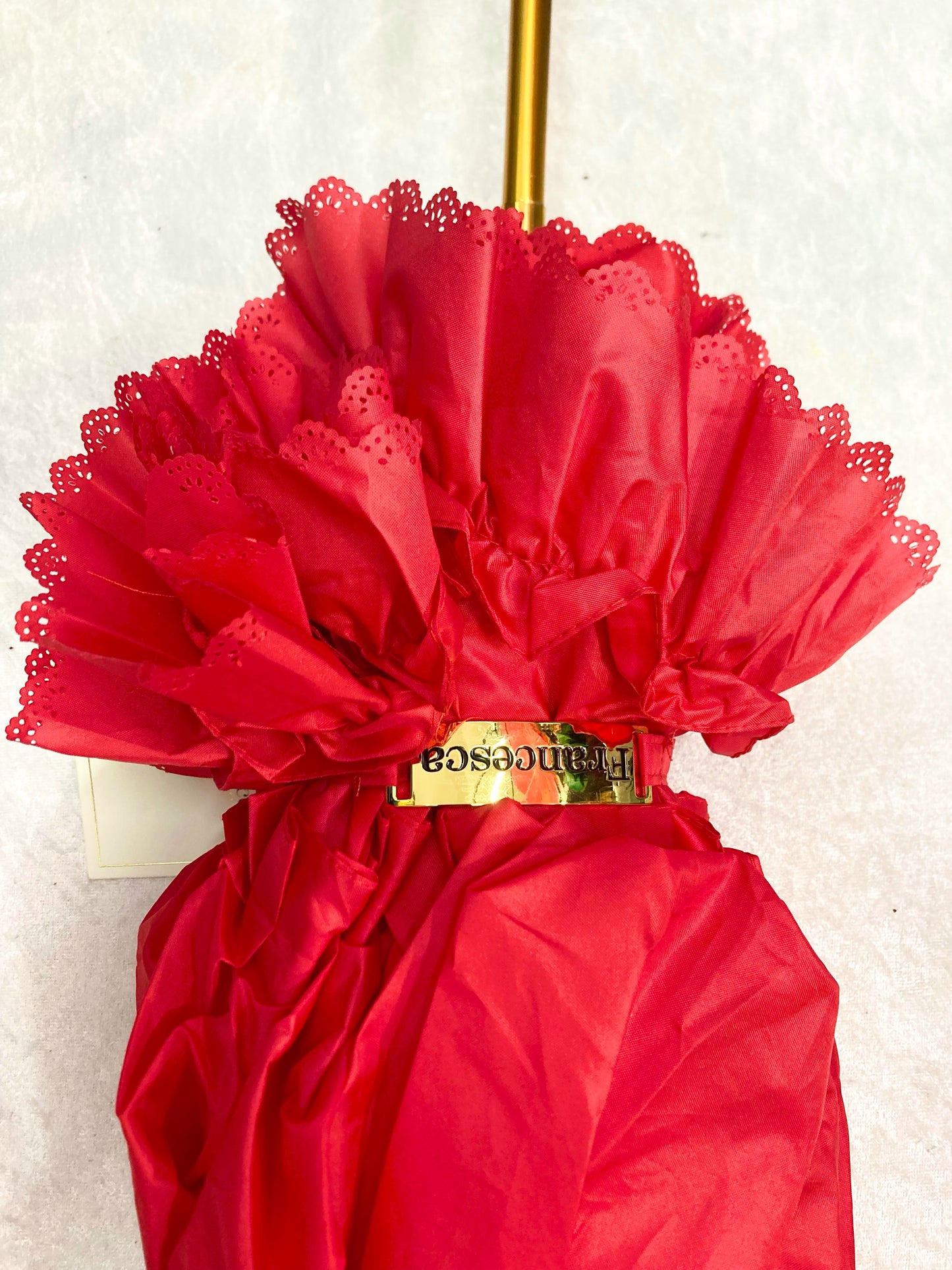 Francesca Red Umbrella | Double Layer Lace Inside | All Weather