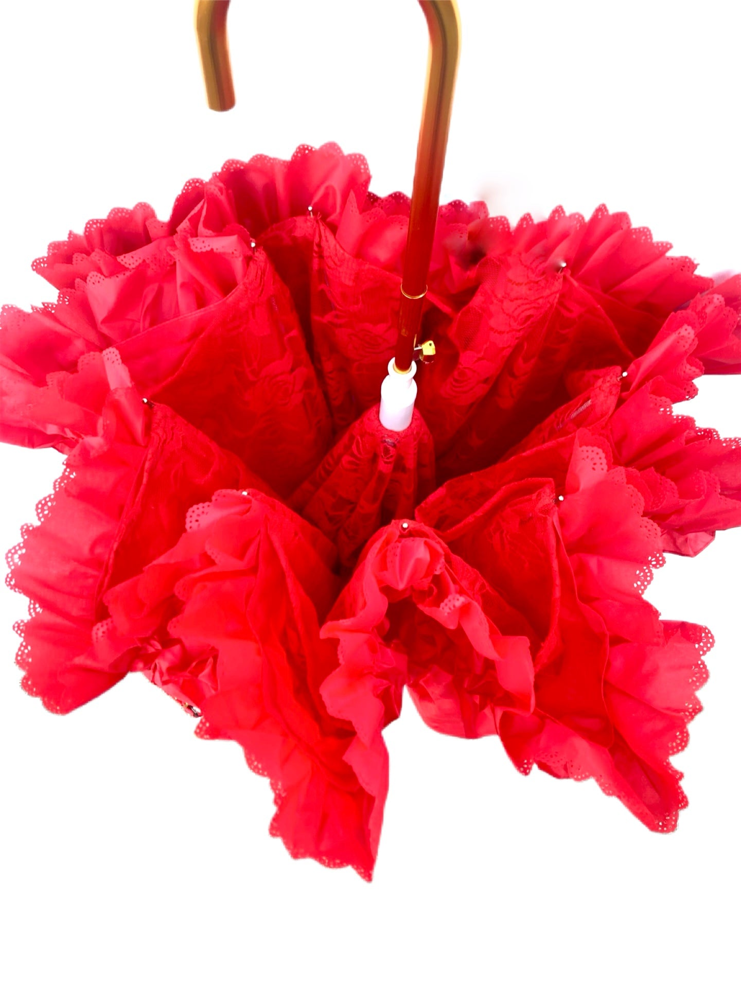 Francesca Red Umbrella | Double Layer Lace Inside | All Weather